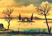 Paesaggio mistico, cm. 50x70, acrilico su tela