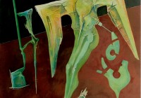 Il volo di Icaro, cm. 75x100, acrilico su tavola