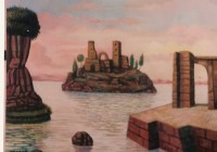 Isola vista da Efeso, cm. 70x70, acrilico su tela