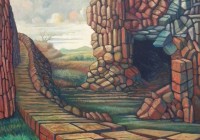 La strada per Damasco, cm. 50x70, tempera vinilica su tavola