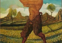 Satiro suonatore, cm. 53x70, acrilico su tavola